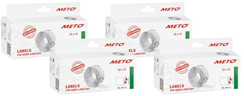 Meto Preisauszeichner Etiketten (26x16 mm, 2-zeilig, 6.000 Stück, weiß, permanent, Preisetiketten für Meto, Contact, Sato, Avery, Tovel, Samark etc.) (Packung mit 4)