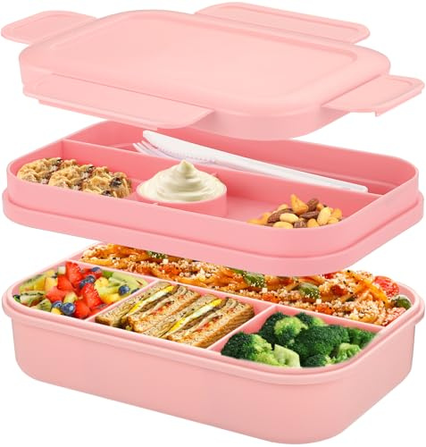Sinnsally Lunch Bentobox Erwachsene,2000ml Brotdose mit Fächern,Lunchbox Vesperbox Brotzeitbox Brotbox,Auslaufsicher Essensbox Jausenbox mit Unterteilung,Frühstücksbox Vesperdose mit Besteck