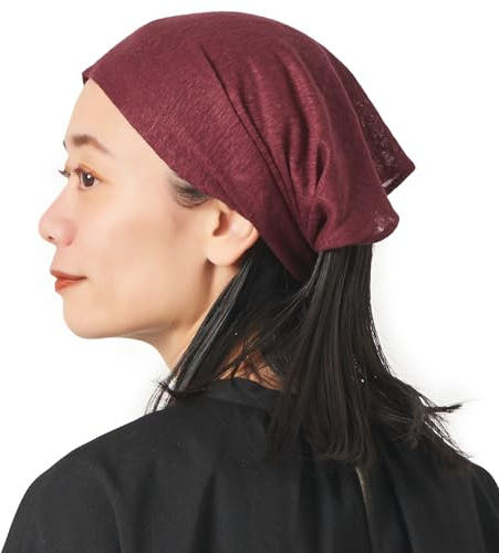 CHARM Leinen Haarband Herren Bandana - Damen Piraten Stirnband Kopftuch Kopf Band Elastisch Haarband Sport Mode Burgund