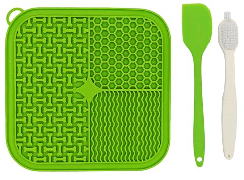 Myslie Dog Lick Mat, Slow Feeder Licking Mat for Dogs and Cats with Suction Cups, Non-Slip Lick Pad for Feeding and Training (Green)
