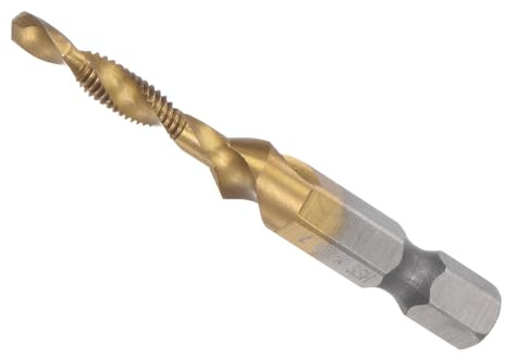CoCud Foret et Taraud Combinés, Taille de Filetage M4 x 0,7, Queue Hexagonale de 1/4, Acier Rapide Revêtu de Titane 4341 - (pour Aluminium, Acier Inoxydable, Plastique)