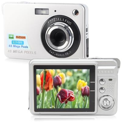 Digital Camera, 48MP 4K HD Pocket Compact Camera with 2.7 Inch TFT Screen, 8X Zoom Autofocus, Anti Shake, Portable Vlogging Camera, for Boys Girls Kids