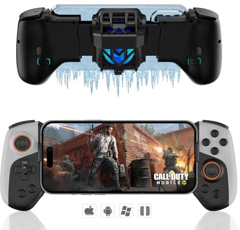 arVin Manette de jeu sans fil pour iPhone/Android/Switch/PC, manette de jeu Bluetooth avec lumières RVB 7 couleurs/touches programmables/ventilateur de refroidissement/moteur à vibration - Direct Play