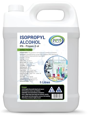 Isopropyl Alcohol 99.9% Pure | Lab Grade IPA | Isopropanol 5L | Rubbing Alcohol for Cleaning and Disinfecting | Solvent for Electronics, Windows, Glass, Appliances, and More