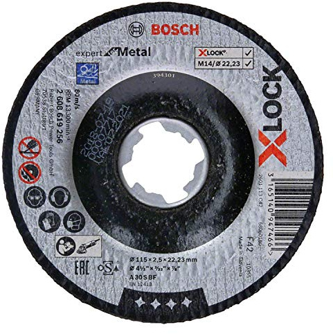 Bosch Professional 1x Gekröpfte Trennscheibe Expert (für Metall, X-LOCK, Ø115 mm, BohrungsØ: 22,23 mm, Dicke:2,5 mm) (Packung mit 10)