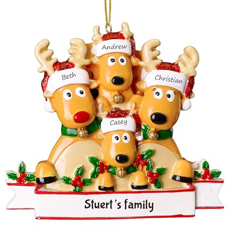 Personalisierte Weihnachtsanhänger mit 4 Familiennamen - 2024 Kunstharz-Weihnachtsbaumschmuck Personalisierte Weihnachtskugeln Familie für Weihnachtsbaumdekorationsgeschenke