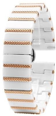 Cinturino for orologio in acciaio inossidabile ceramico 20mm 22mm Cinturino di ricambio universale for uomo donna for orologio intelligente Orologio al quarzo Accessori for orologi(White-rose gold,22m