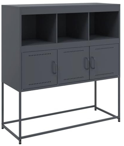 HEFZGDB Sideboard Anthrazit 100,5x39x107 cm Stahl Schränkchen Küchenschrank Sideboard Küche Vorratsschrank Küche für Café Dessert Shop Küche Speisesaal