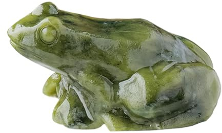 Nuhjytgf Natural Crystal Raw Stone Frog Carving Piece, Lucky Frog Statue, Jade Animal Statue, Hand Carved Jade Material, Symbol of Good Luck, 4x5x2cm for Home Decor, Meditation Present,