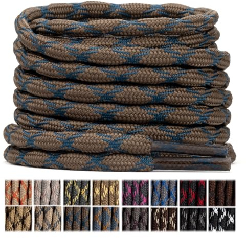 Stepace 2 Pares Cordones Redondos 4,5mm para Botas de Senderismo, Montaña y Trabajo, Cordones de Nylon Resistentes para Trekking