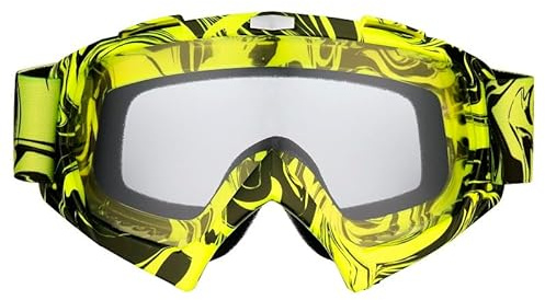Mud Defeater Motor Kinder Brille Motocross Motorradbrille Racing Googles Quad Bike Cross Enduro Gelb (Klares Glas)