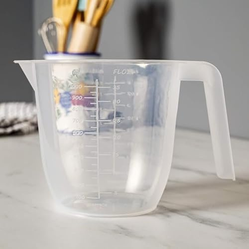 Assorted Clear Plastic Measuring Jug with Handle,Kitchen Mixing Container (2 L)