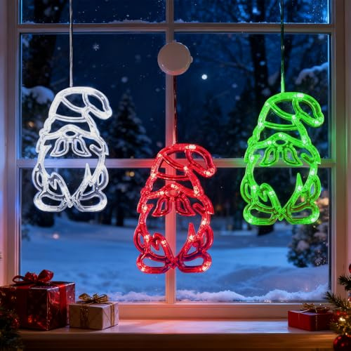 Weihnachtsbeleuchtung Fenster Innen 3 Stück Wichtel Fensterlichter Weihnachten Deko Fenster Lichter Weihnachtsdeko Weihnachten Beleuchtet mit Saugnapf Lichterkette für Schlafzimmer Wohnstube Küche
