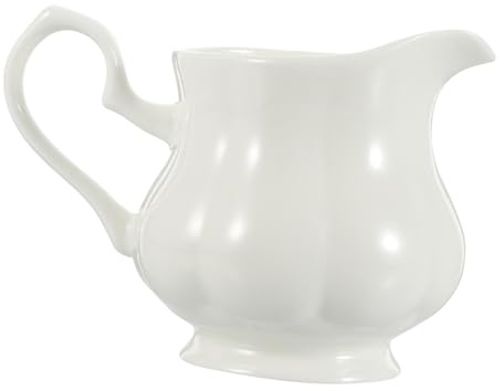 Hemobllo Pichet à Lait Céramique Blanc Pur Cruche Anglaise Pot à Sauce Porcelaine Polyvalent pour Café Barbecue et Buffet