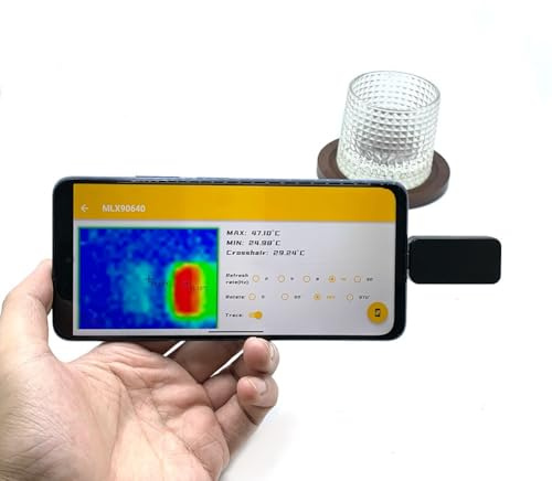 MLX90640 Caméra d'imagerie thermique avec détecteur de température infrarouge 32 x 24 pour téléphones avec connecteur OTG Type-C Scanner de vision thermique mobile -40 °C à