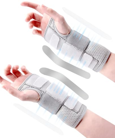 Donvuka 2 Stück Handgelenkschiene mit Metallschiene, Handgelenk Bandage, Verstellbare Hand Schiene, Handschiene für Männer Frauen(Linke und Rechts)
