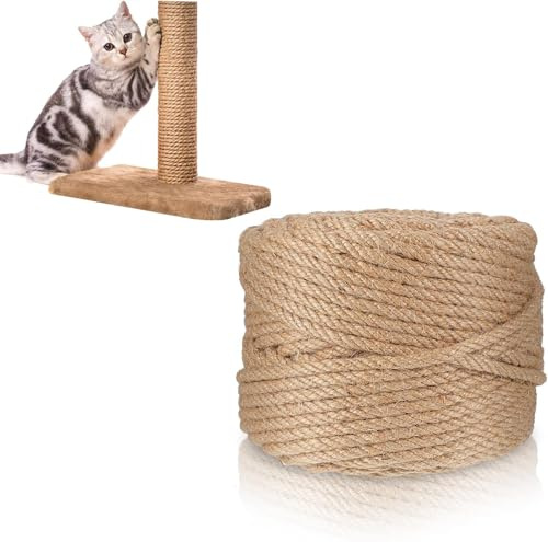 Voarge Corda in Sisal per Riparazione e Sostituzione di Gatto Scratch Pilastro, Fai da te, Decorazione Casa/Giardino, Corda per Albero per Gatto per Sostituzione, 10 Mx10 MM
