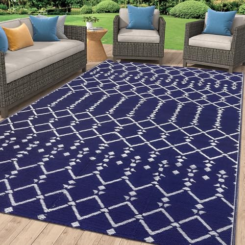 Homaxy Alfombra de Exterior, 120 x 180 cm, Azul Marino