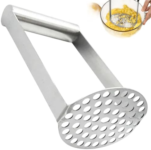 DAGLLGEW Potato Masher, Heavy Duty Stainless Steel Potato Masher with Ergonomic Horizontal Handle for Potatoes, Avocados, Beans & Vegetables Stainless Steel Mashed