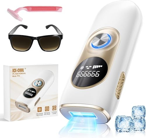 IPL Geräte Haarentfernung mit Kühlfunktion – Laser Haarentfernung mit 5 Energiestufen& & 999.999 Lichtimpulse,Schmerzfreie und Dauerhafte Haarentfernungsgerät für Damen/Herren/Beine