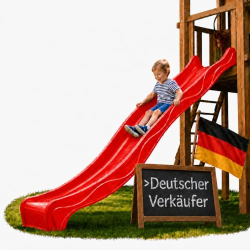 Ondis24 Tobogán de 3 m para niños, tobogán acuático para torre de juego o pendiente a partir de 3 años (rojo lava)