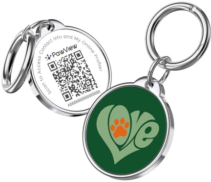 PawView Hundemarke mit QR Code, personalisierbare digitale Hundemarke, wasserdichter leichter Haustier ID Anhänger mit sicherem Clip-Ring, smartes Haustierprofil, für Hunde & Katzen