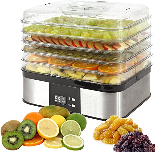 Syntrox Germany Edelstahl Dörrgerät Dörrautomat Edelstahl 350 Watt Trockner Dehydrator Dörrapparat,Dörrer.Trockengerät mit 5 Etagen