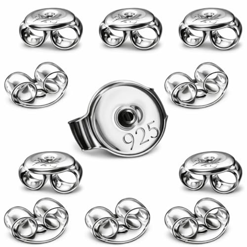MY-BEAD Ohrringverschlüsse aus 925 Sterlingsilber – Butterfly Ohrstecker-Verschlüsse Ø 5,5 mm – Silber Pousetten als Ersatz für Ohrringe & DIY Schmuckherstellung (10 Stück)