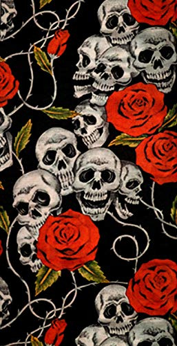 PiWear Multifunktionstuch Motorrad Schlauchschal Totenkopf Rosen Sport-Halstuch Bandana