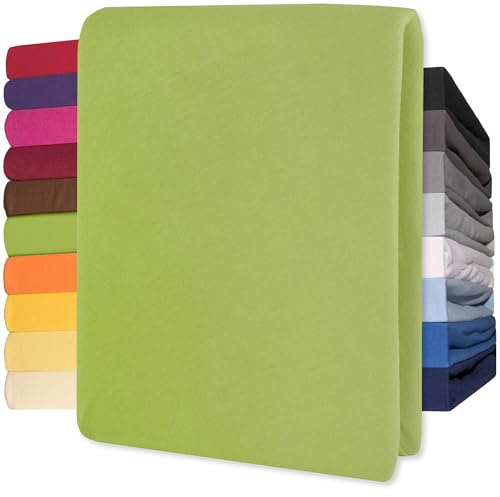 CelinaTex Jersey Topper Spannbettlaken Lucina 200x200-200x220cm grün 100% Baumwolle gekämmt bis 12cm Matratzenhöhe Spannbettbezug, Leintuch, Bettlaken, elastisch, Strech, Oeko-Tex