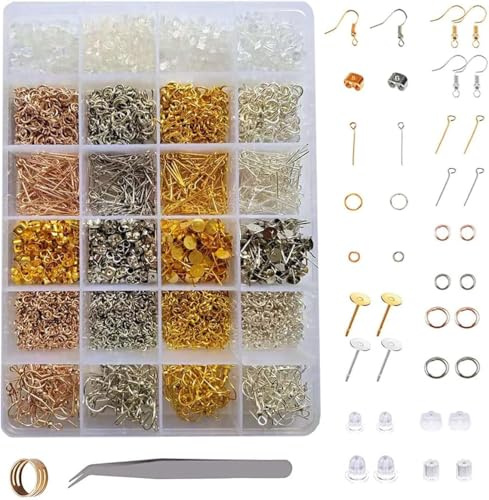 3600 Pezzi Kit Creazione Gioielli, Orecchini Che Fanno Il, Riparazione Gioielleria Strumenti Kit di Principiante per Fare Gioielli Forniture DIY