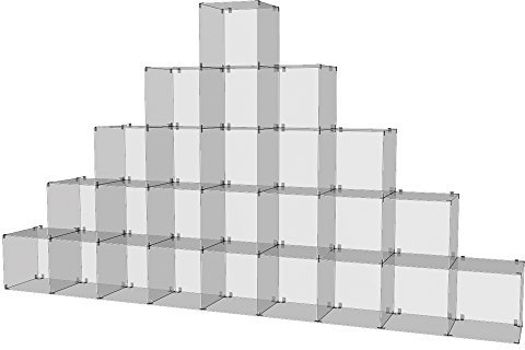 Glassteckvitrine „Pyramide Big“ mit Rückwand Glasregal Vitrine 25 Fächer á 30x30cm o. 40x40cm Sicherheitsglas Verkaufsvitrine Pyramidenregal Ausstellungsvitrine Messevitrine Verkaufsregal (30 x 30 cm)