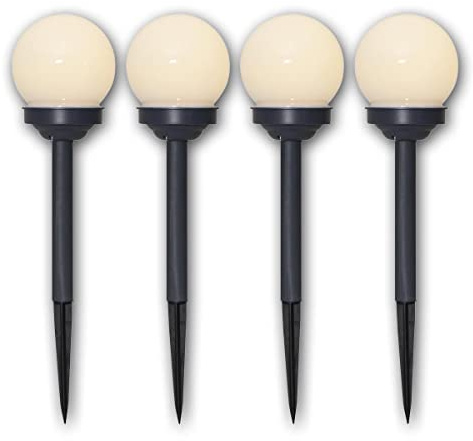 LED Solar-Gartenstecker GLOBUS, 4er Set, warmweiß, Ø10cm