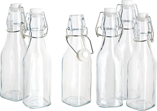 VBS Lot de 6 bouteilles en verre avec bouchon à étrier 19,5cm Bouteilles décoratives Bouteilles de décoration de table