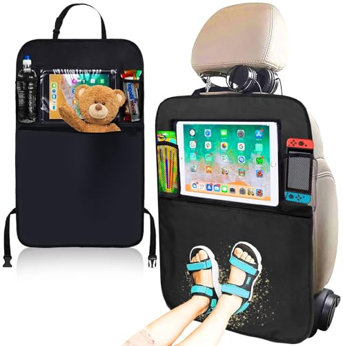 Protector de respaldo y organizador – Protector de respaldo para coche infantil (1 pieza 70 x 45,5 cm) – Protección trasera para asiento de coche para niños con bolsa de almacenamiento – Buena calidad