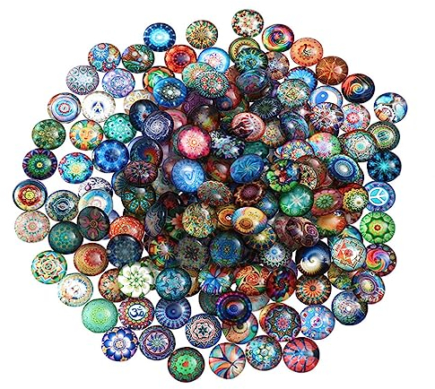NOLITOY Steine Puppenzubehör Kuppelglas 50Pcs Mosaikdruckglas Cabochons 20 Mm Mosaikfliesen Dome für DIY- Handwerksfoto Schmuck Herstellung Halloween DIY-Schmuck Kinderhandwerk