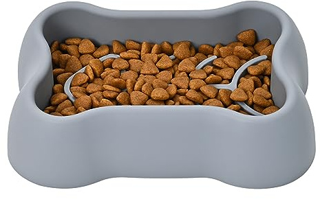 SWZYOR Slow Feeder Dog Bowl,Slow Down Feed Cat Feeding Bowl,Pet Fun Puzzle Feeder,Non Skid Bloat Stop Feeding Bowl for Dogs/Cats/Pets (Gray)