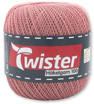 Frida's Wollhaus Twister 100 g Häkelgarn 100 Baumwolle mercerisiert gekämmt gasiert 18 Farben (33 | Altrosa)
