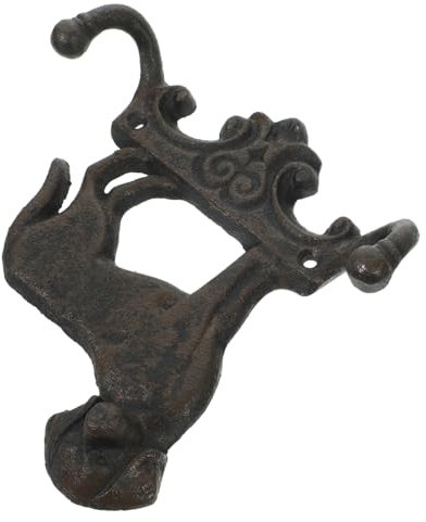 DIKACA Vintage Haken Wandhaken im Landhausstil Wandhundeskulptur Dekor Robuster Kleiderbügel Wandtuchhalter Kleiderhaken Jahrgang Handtuchhalter der Hund Wandhalterung Tier Gusseisen
