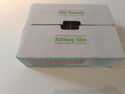 DIB Einheitsgläser im Karton - 12 Stück, 500g Rundglas mit Bienenmotiv, Gläser mit Schraubverschluss - Dekorative Aufbewahrung für Küche und Vorrat