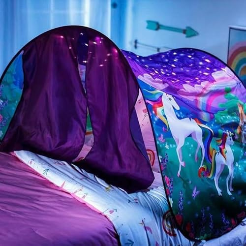 Schlafzelte Fantasy Fun Faltbar Play Pop up Outdoor Indoor Dream Twin Size für Jungen & Mädchen, Kinderzelte Spielhaus, Weihnachten Geburtstag Geschenke (Pferd mit Fernlicht)