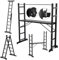 Daromigo Échelle multifonction 4 x 4, en aluminium, 4 en 1, pliable, échafaudage mobile, échelle simple, plate-forme de travail, échelle multifonction, charge maximale 150 kg, noire