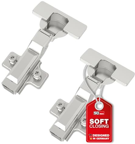 SOTECH SMOOTH 2 Stück SOFT-CLOSE Topfbänder 105° Mittelanschlag T45 | mit Montageplatten, Abdeckungen, Schrauben und schnell Montage KLIP, getestet mit 50000 Zyklen