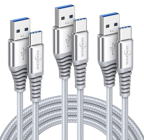 Sengexin - Cable USB C largo [3 M/lote de 3],cable USB C de carga rápida, cable USB a USB C de nailon trenzado para S24 S23 S22 S21 S20 A21s A34 A52 A53 A51 A71,Huawei P30/P20,Xiaomi,Google Pixel