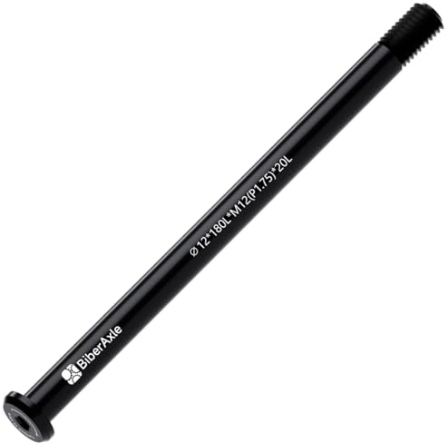 BiberAxle 12mm Steckachsen für Fahrradgabeln und Hinterer Fahrradrahmen, Mountainbike und Rennräder Aluminiumlegierung Naben Adapterachse (Gewindesteigung: 1.75 mm/Länge: 180mm)