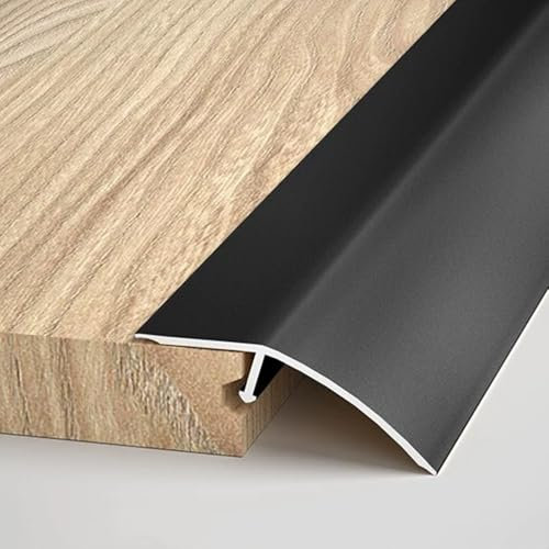 RTVGNSZSJL Tira De Umbral Aluminio, Perfil De Transición De Piso, 50mm Ancho, Tira De Transición para Laminado Azulejos, Tira Cobertura De Juntas De Suelo, Fácil De Instalar(Black)