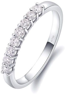 Wycian Hochzeit Ringe Platin, Trauringe Weißgold 14K Moissanit Weißgold 0.27Ctct 2mm Weiß Runde Form Größe 56 (17.8) für Damen Valentinstag