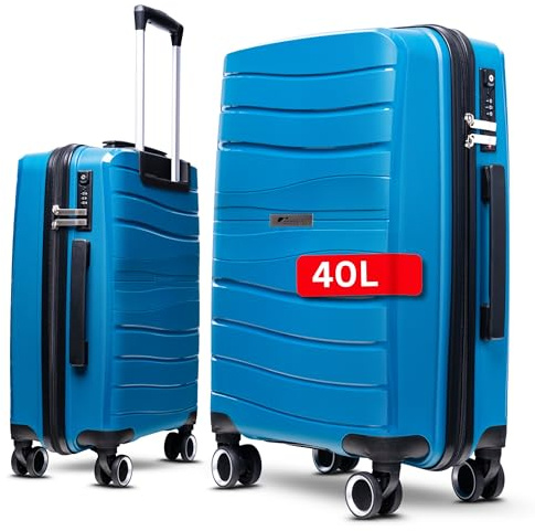 Leon Handgepäck Koffer, passend für Ryanair, mit TSA Schloss, Koffer klein, Handgepäck-Koffer, kleiner Koffer, Koffer & Trolleys, Hartschalenkoffer, Ryanair Handgepäck 55x40x20 leicht (Petrol, M)