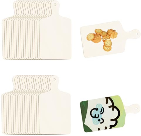 36pcs Mini Planche à Découper en Bois, 24x13cm Petites Planches Charcuterie avec Poignée Non Traité Planche à Découper Bois pour DIY Artisanat Cuisine Apéritifs Mariage Noël Thanksgiving
