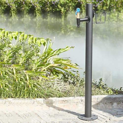 Fontaine de jardin verticale autoportante, colonne d'eau en acier inoxydable avec robinet en cuivre, bouche d'eau décorative pour irrigation de jardin